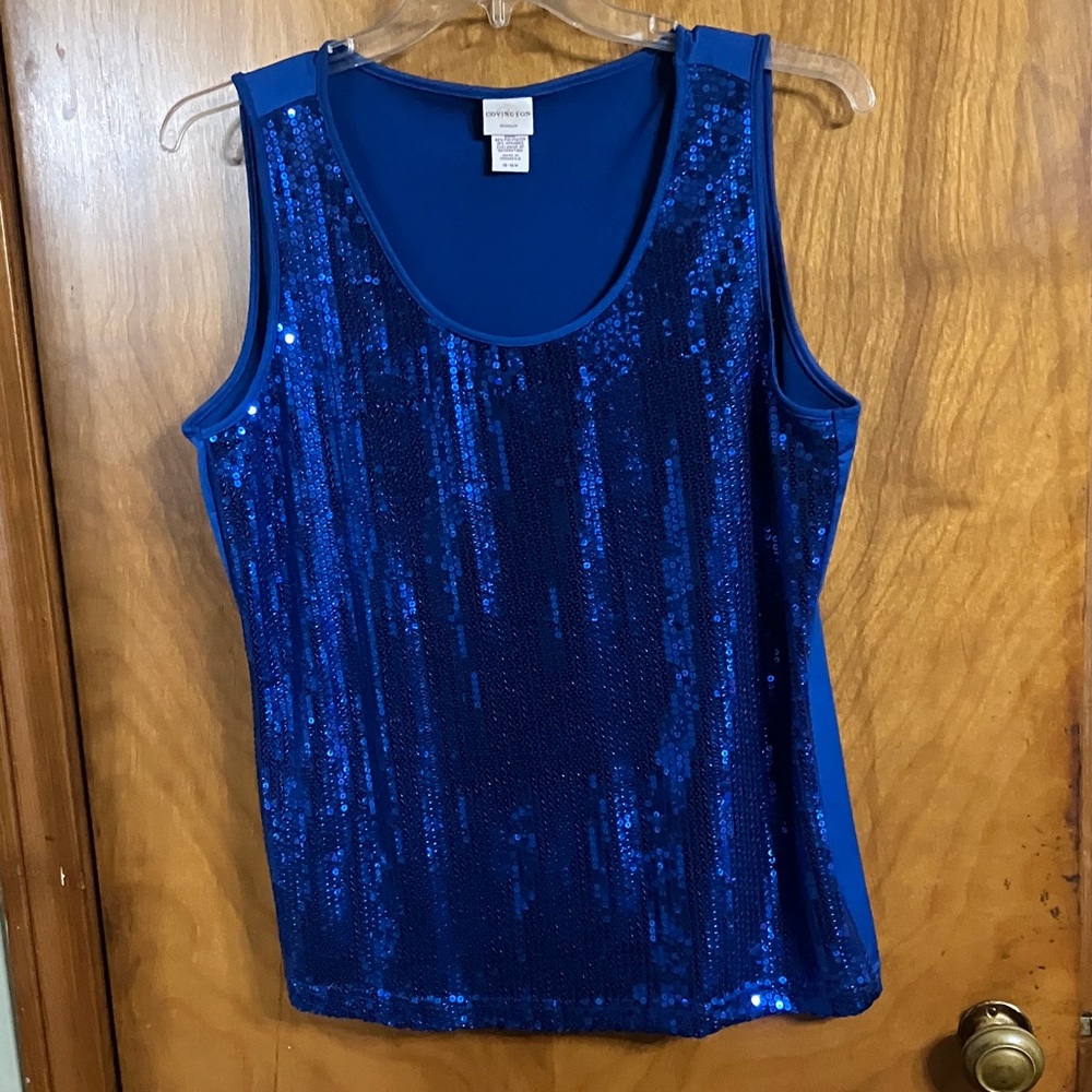 Covington Royal Blue Sequin Scoop Neck Tank